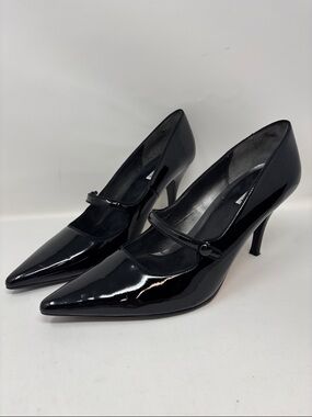 USED - Alfani Black Patent Pointed Mary Jane Heels - Size 10M